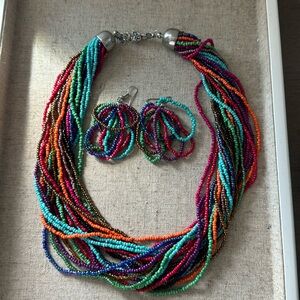 Rainbow Beaded Earring & Necklace Set